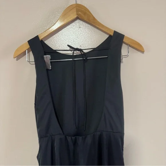 Abercrombie Black Satin Draped Skirt Maxi Dress Formal Open‎ Back Small Petite - Picture 3 of 8